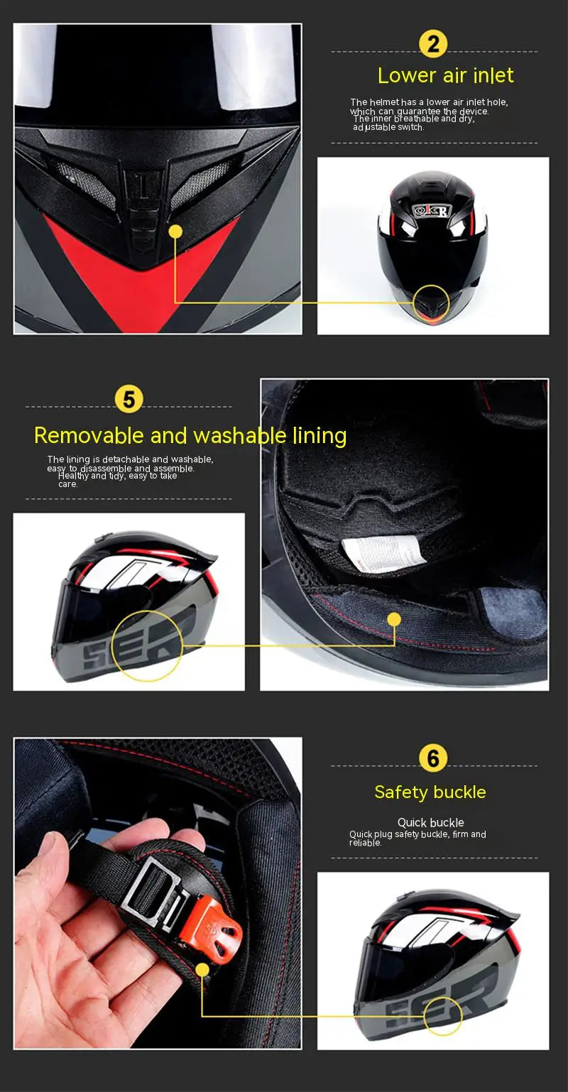 "TechEdge RacingX Full-Face Motocross Helmet" (Please Refer To Size Guide)